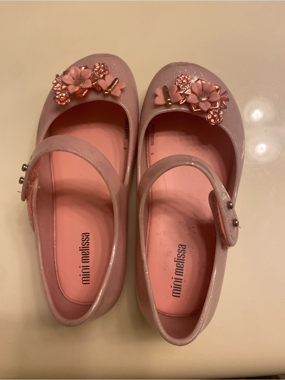 Mini Melissa Pink Floral Jelly Mary Jane Shoes for Kids